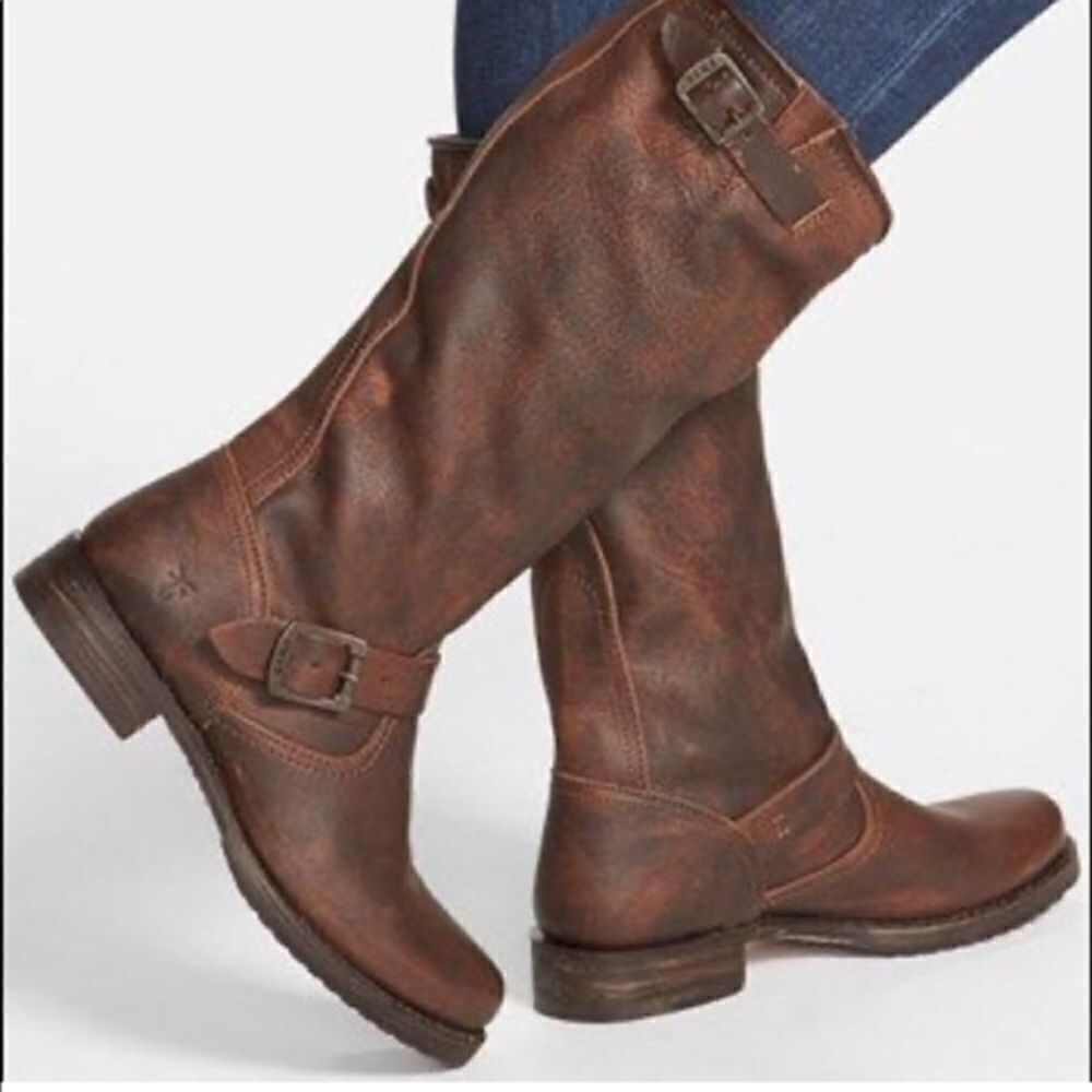 FRYE Veronica Tall Brown Leather Slouch Boots | Size 6.5